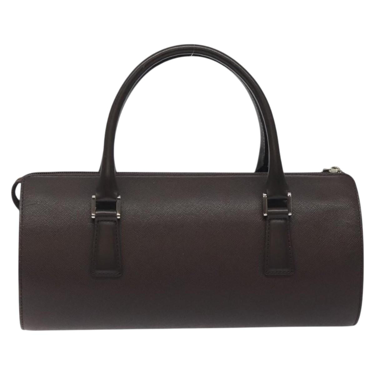 BURBERRY Hand Bag Leather Silver Brown am8636