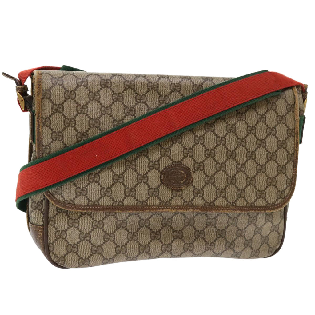 GUCCI GG Canvas Web Sherry Line Shoulder Bag Beige Red Green ar10088
