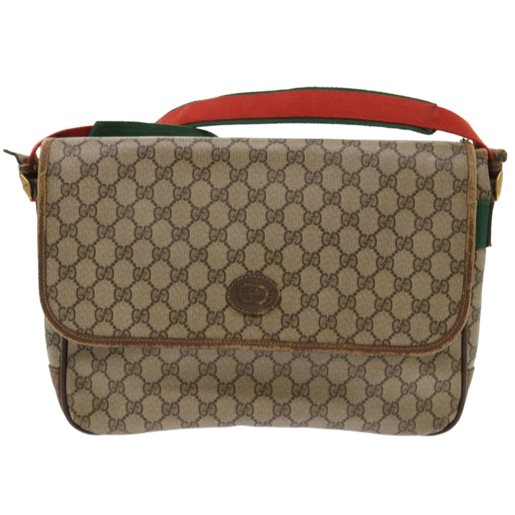 GUCCI GG Canvas Web Sherry Line Shoulder Bag Beige Red Green ar10088