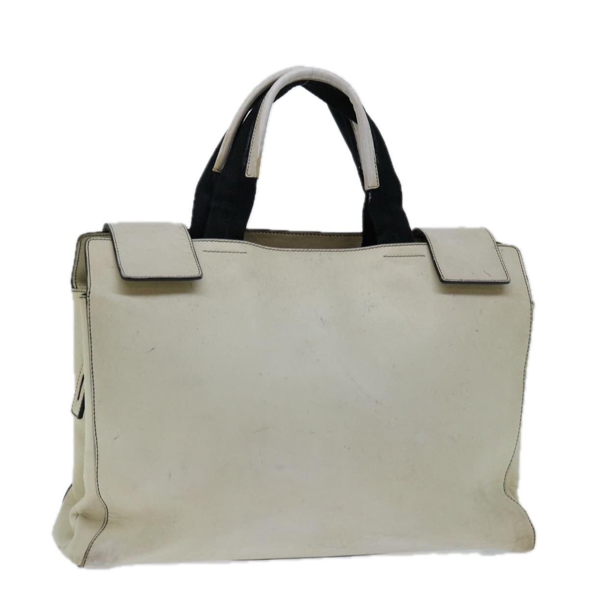 PRADA Hand Bag Leather White ar11644B