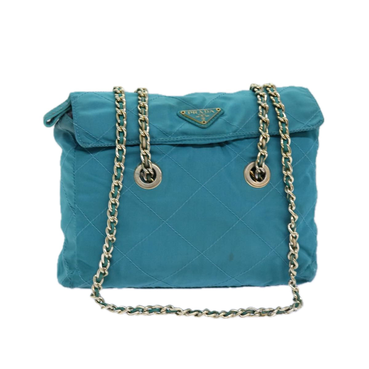 PRADA Chain Shoulder Bag Nylon Blue ar12043
