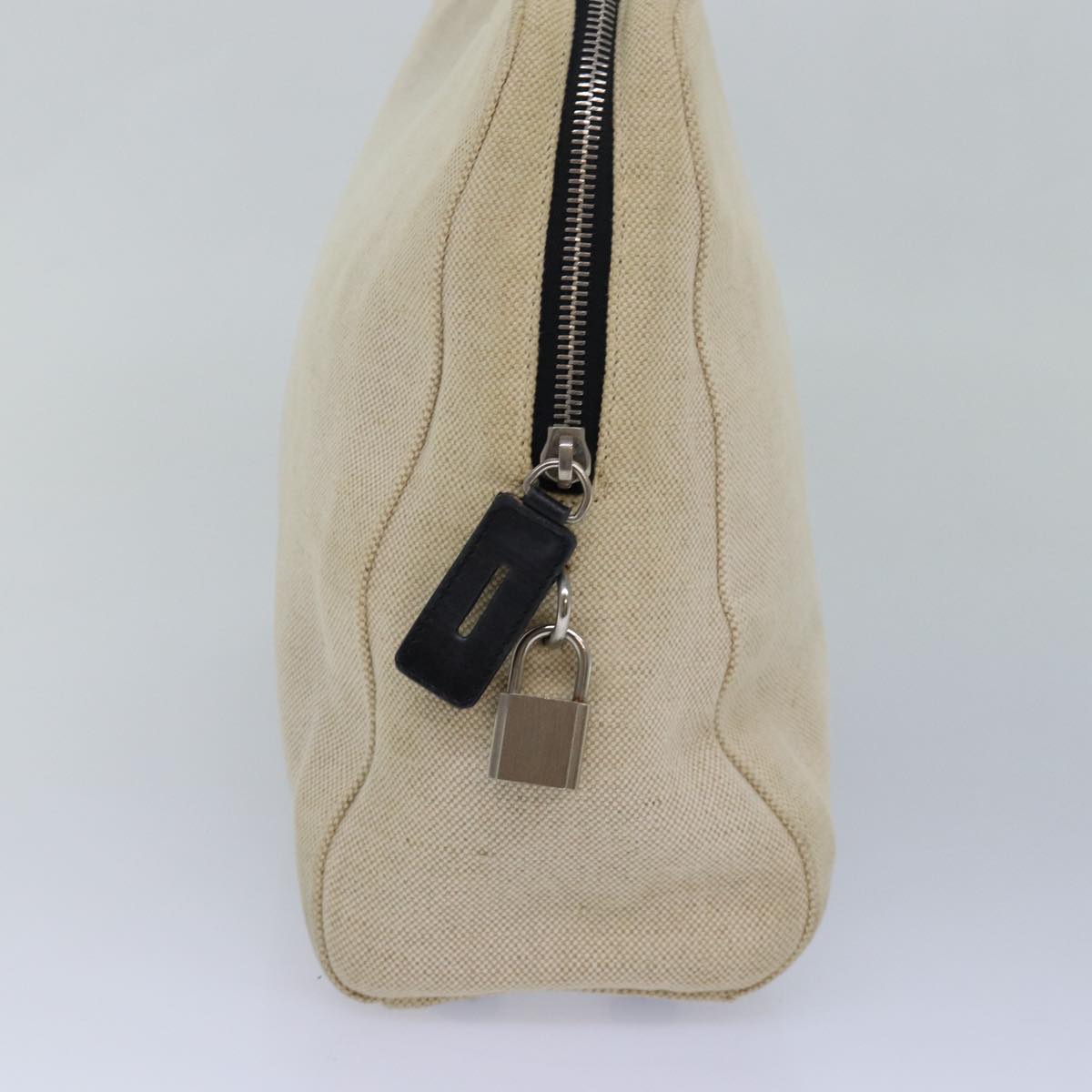 PRADA Hand Bag Canvas Beige ar12140
