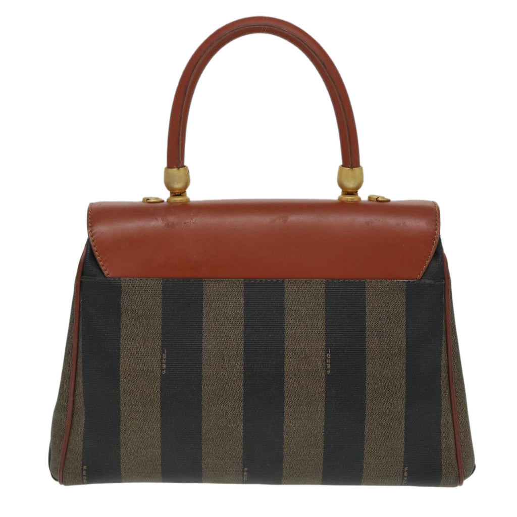 FENDI Pecan Canvas Hand Bag Brown Black ar12314
