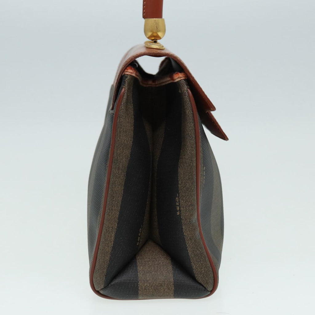 FENDI Pecan Canvas Hand Bag Brown Black ar12314
