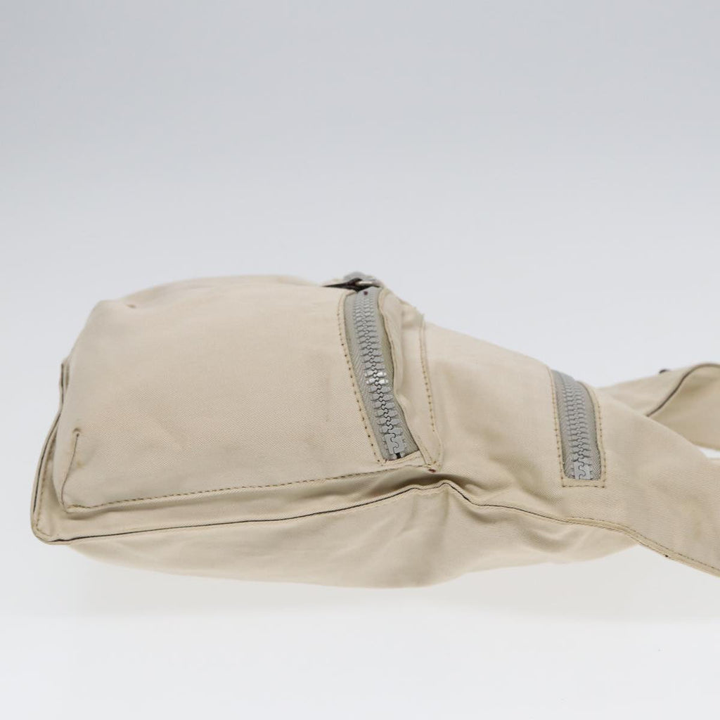 FENDI Shoulder Bag Canvas Leather Beige Brown Silver ar12463