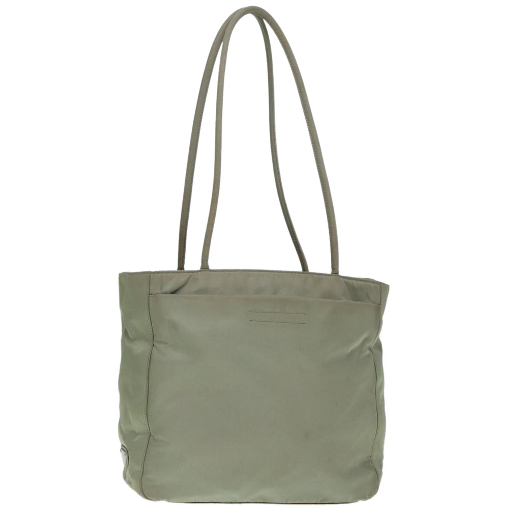 PRADA Tote Bag Nylon Khaki Silver ar12536
