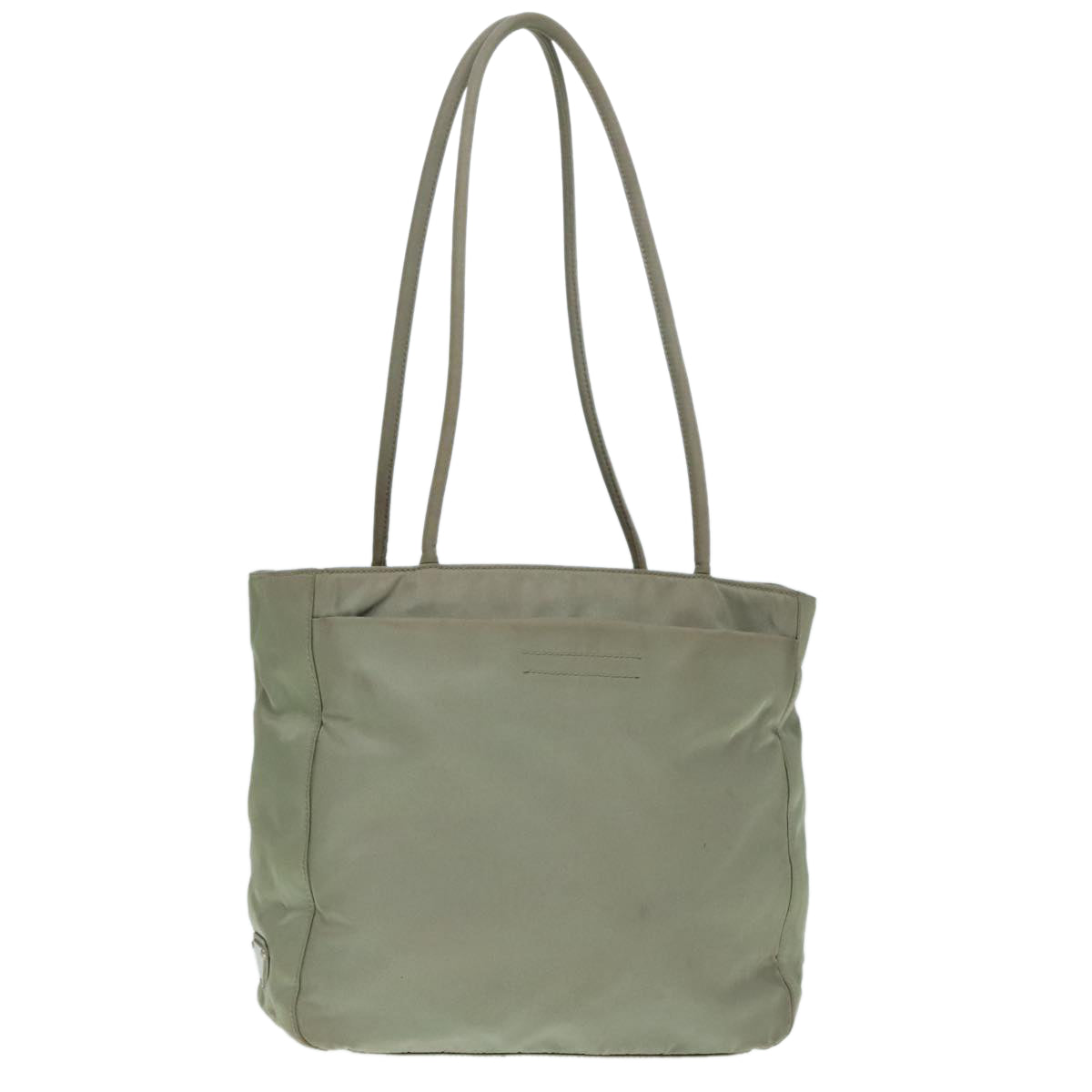 PRADA Tote Bag Nylon Khaki Silver ar12536
