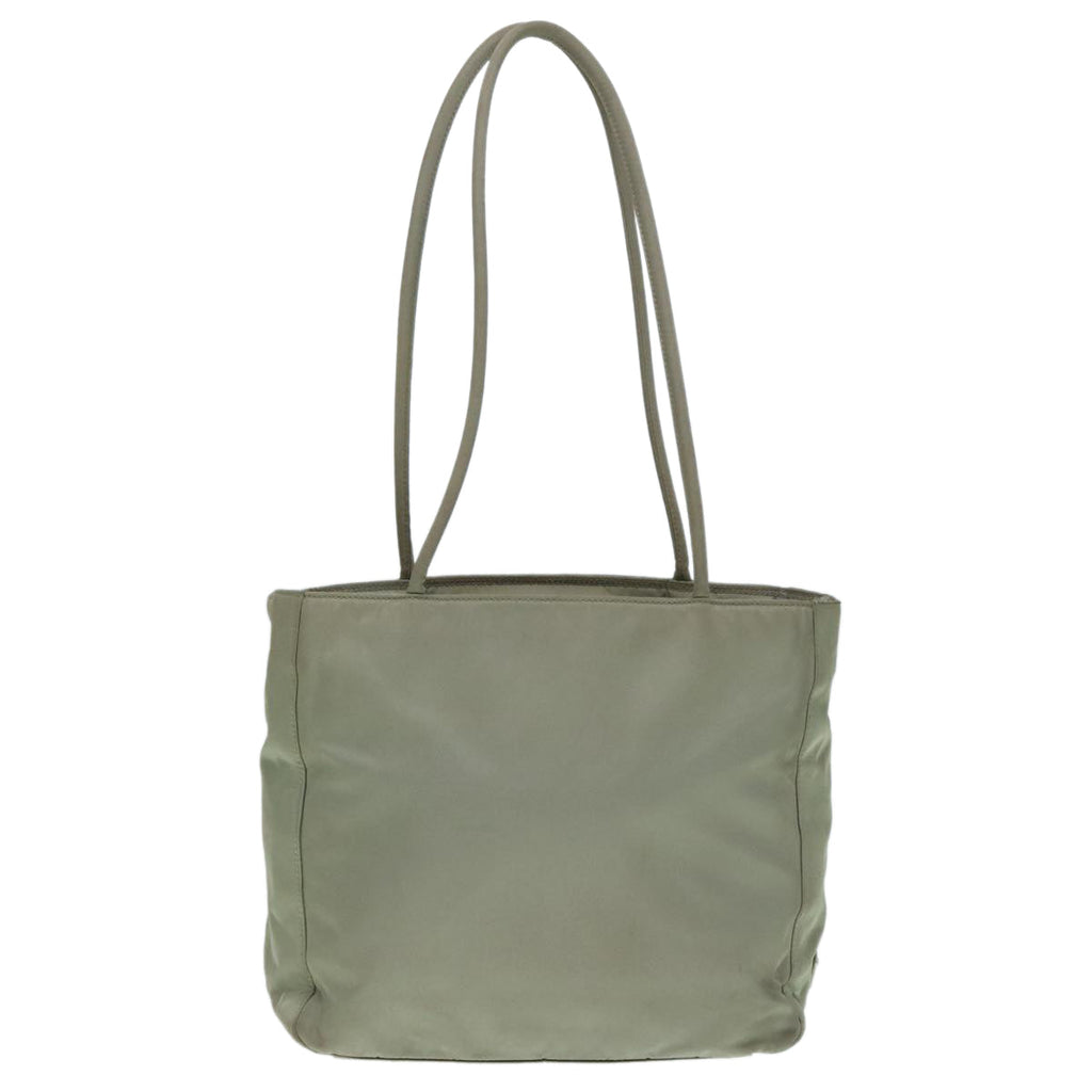PRADA Tote Bag Nylon Khaki Silver ar12536