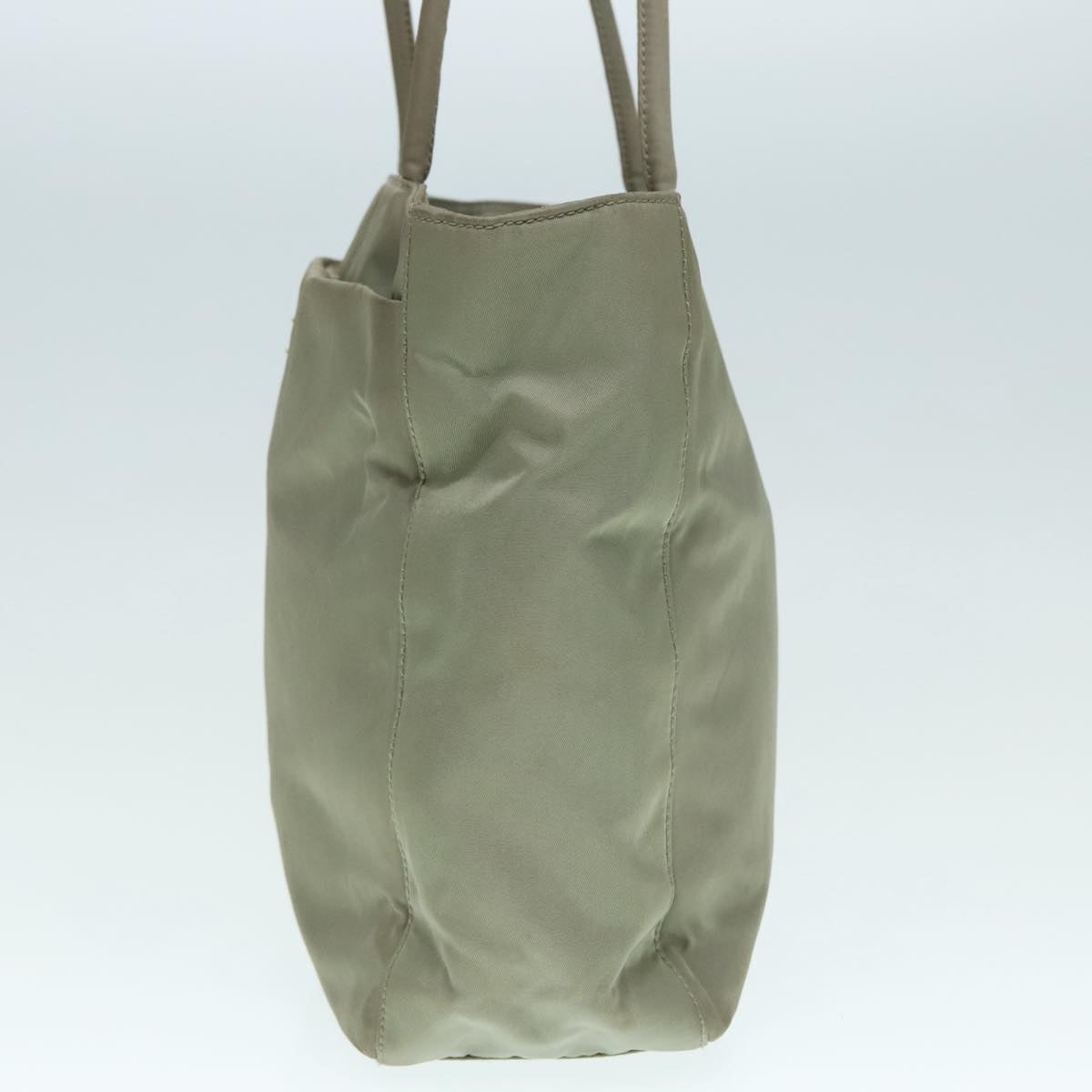 PRADA Tote Bag Nylon Khaki Silver ar12536