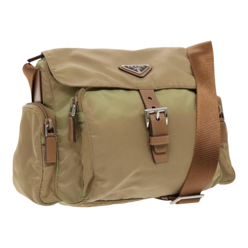 PRADA Shoulder Bag Nylon Khaki Silver ar12691