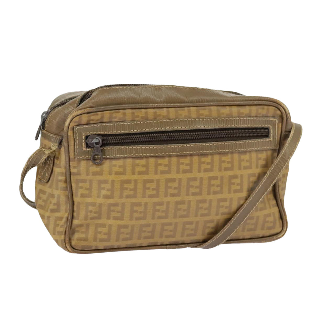 FENDI Zucchino Canvas Shoulder Bag Vintage Beige ar12721