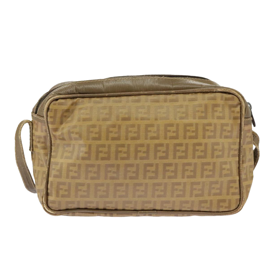 FENDI Zucchino Canvas Shoulder Bag Vintage Beige ar12721