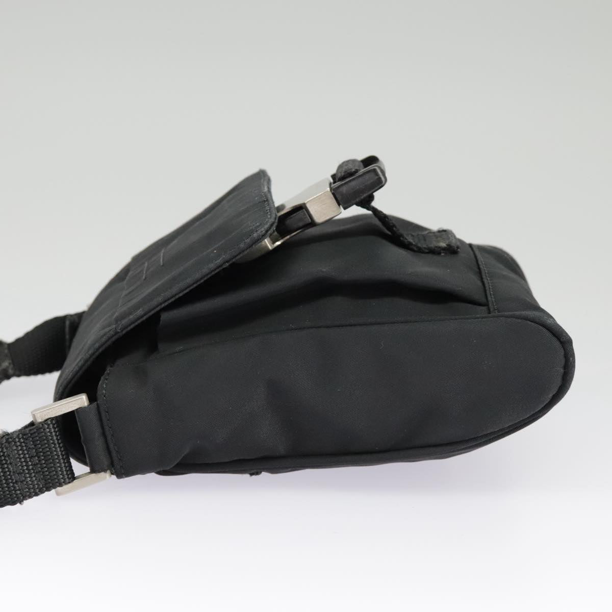 PRADA Shoulder Pouch Nylon Black Silver ar12772