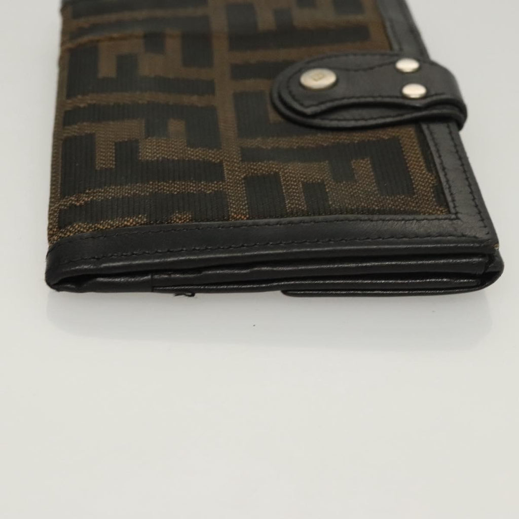 FENDI Zucca Canvas Wallet Black Brown ar13376