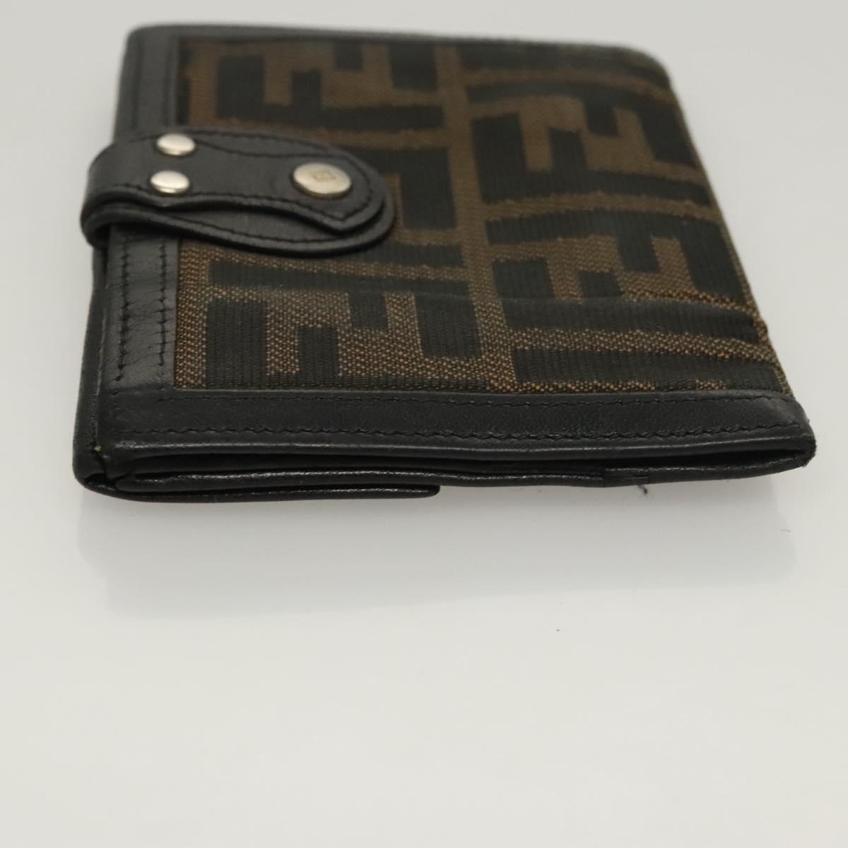FENDI Zucca Canvas Wallet Black Brown ar13376