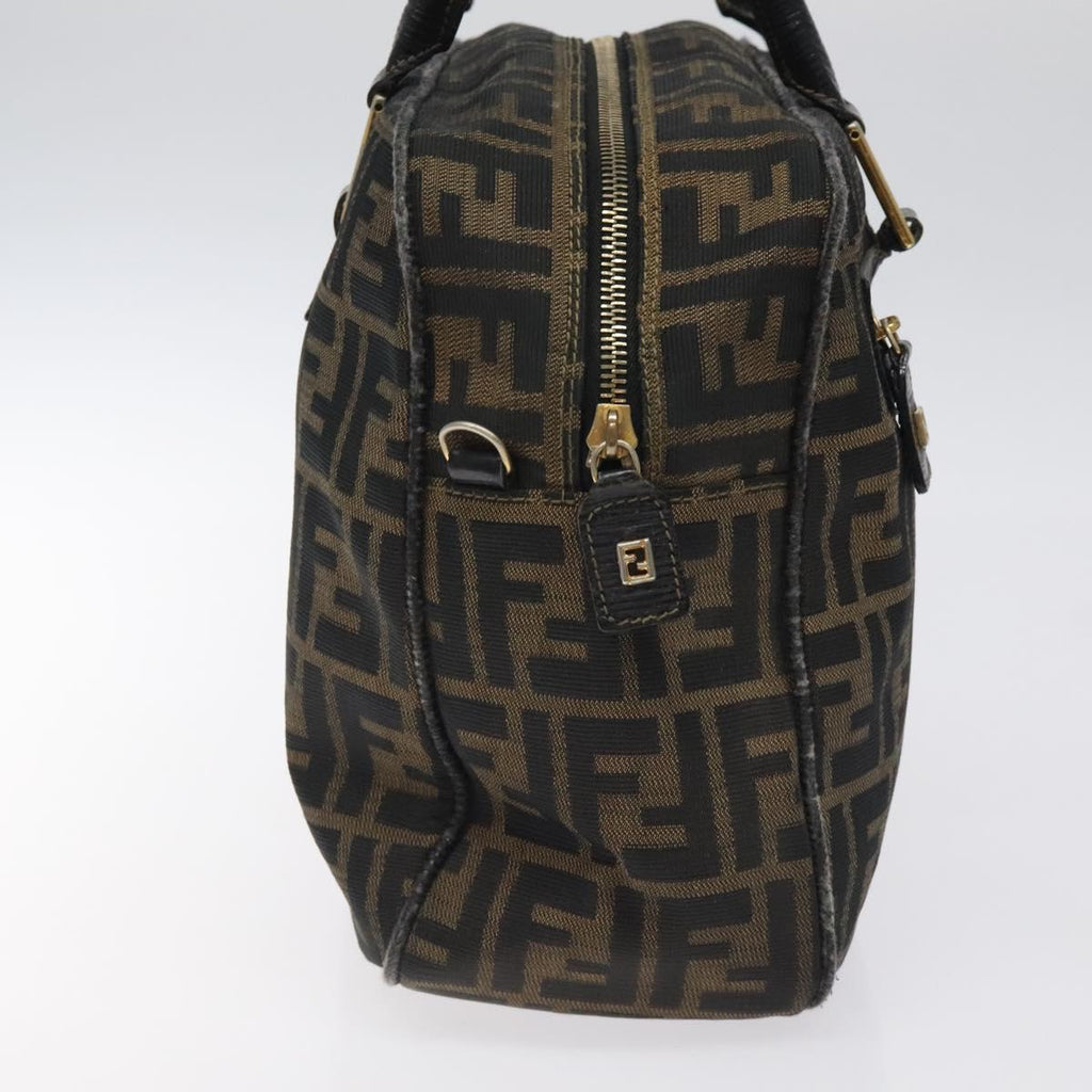 FENDI Zucca Canvas Hand Bag Black Brown gold ar13453