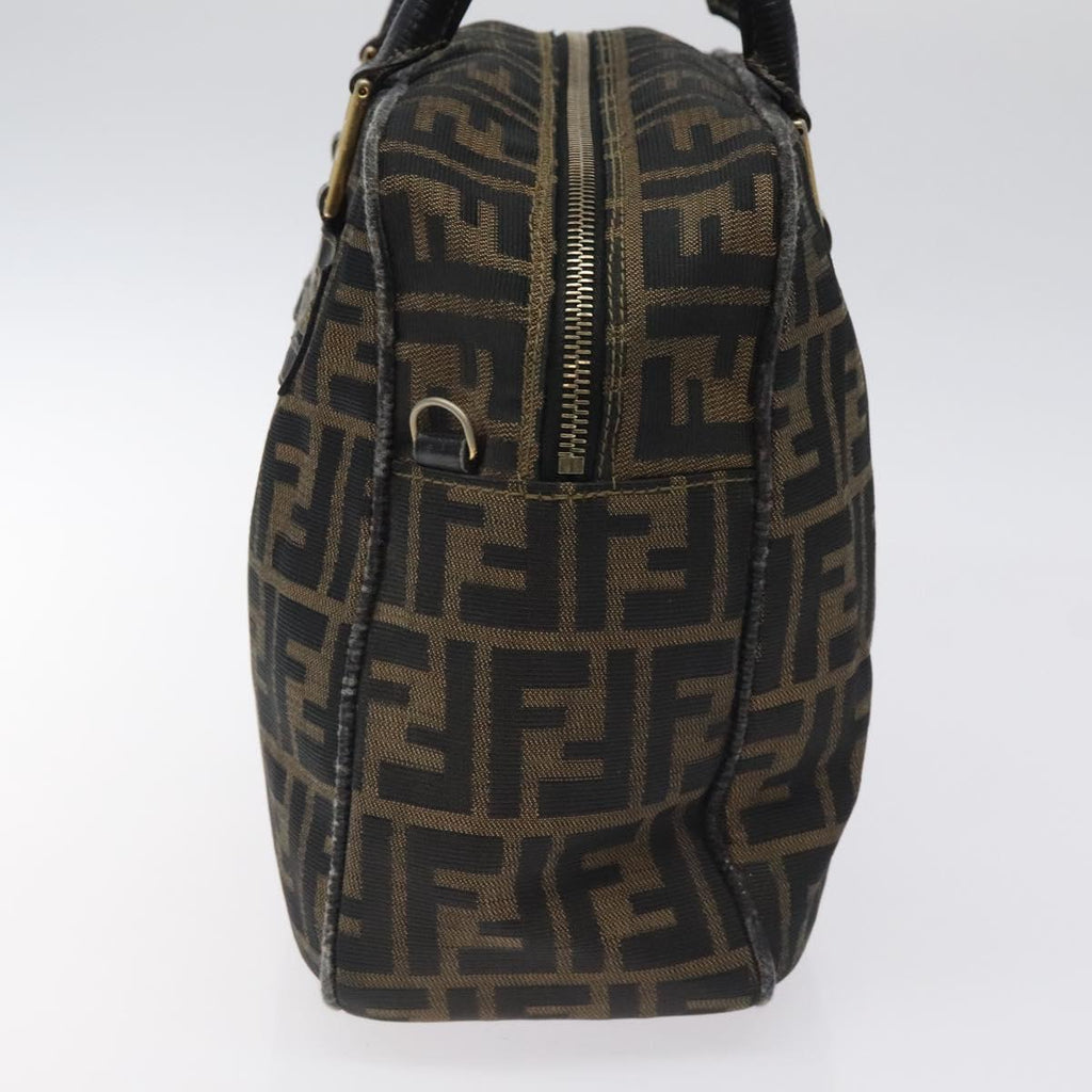 FENDI Zucca Canvas Hand Bag Black Brown gold ar13453