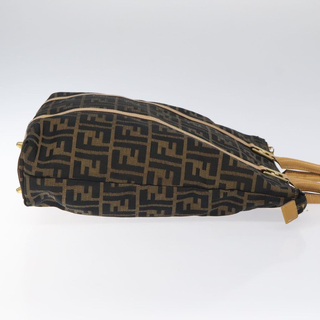 FENDI Zucca Canvas Hand Bag Black Brown gold ar13475