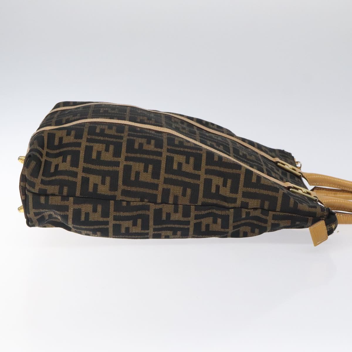 FENDI Zucca Canvas Hand Bag Black Brown gold ar13475