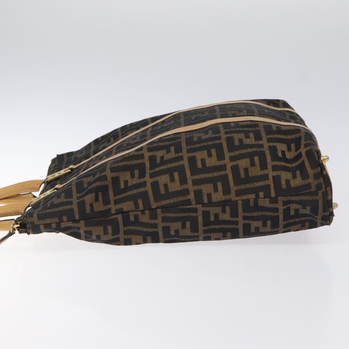 FENDI Zucca Canvas Hand Bag Black Brown gold ar13475
