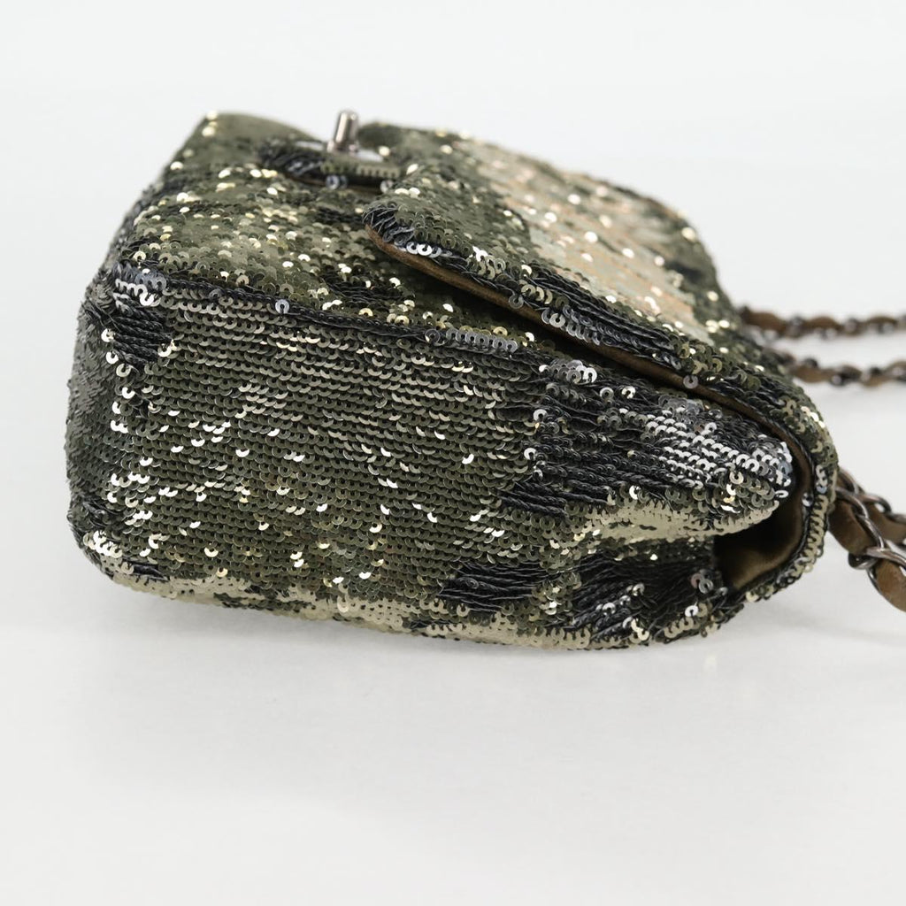 CHANEL 2017 Cruise Coco Cuba Chain Shoulder Bag Sequin Green CC ar13715M