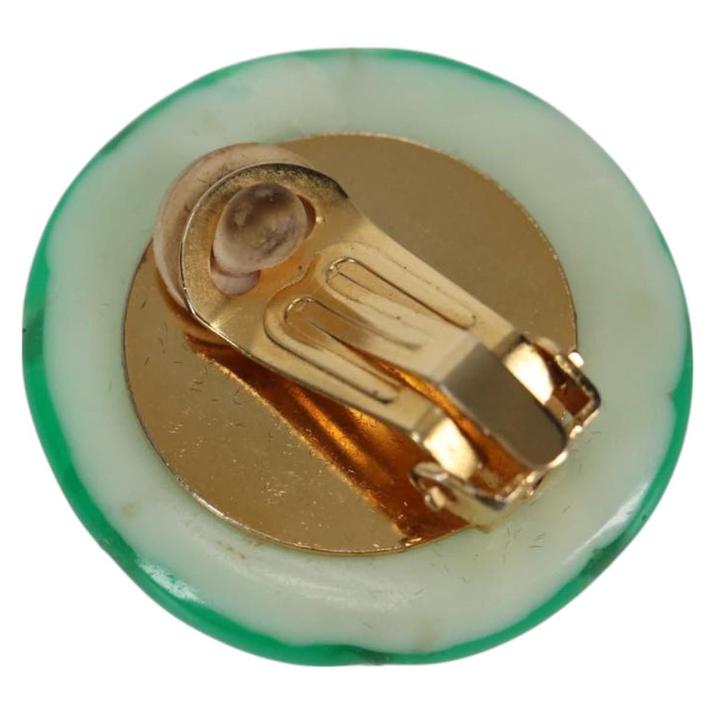 CHANEL Clip-on Earring Gold Tone Green CC ar4783A