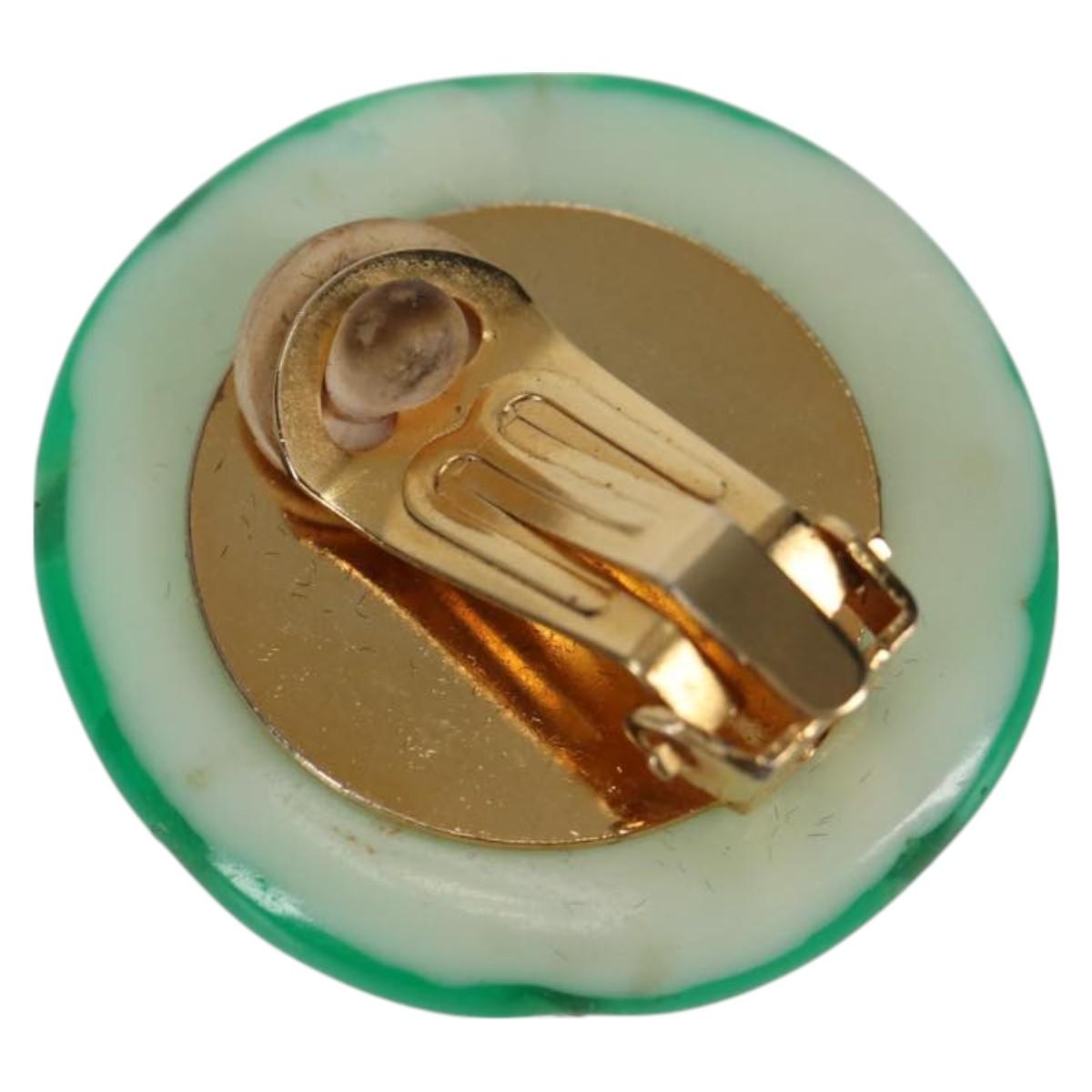 CHANEL Clip-on Earring Gold Tone Green CC ar4783A