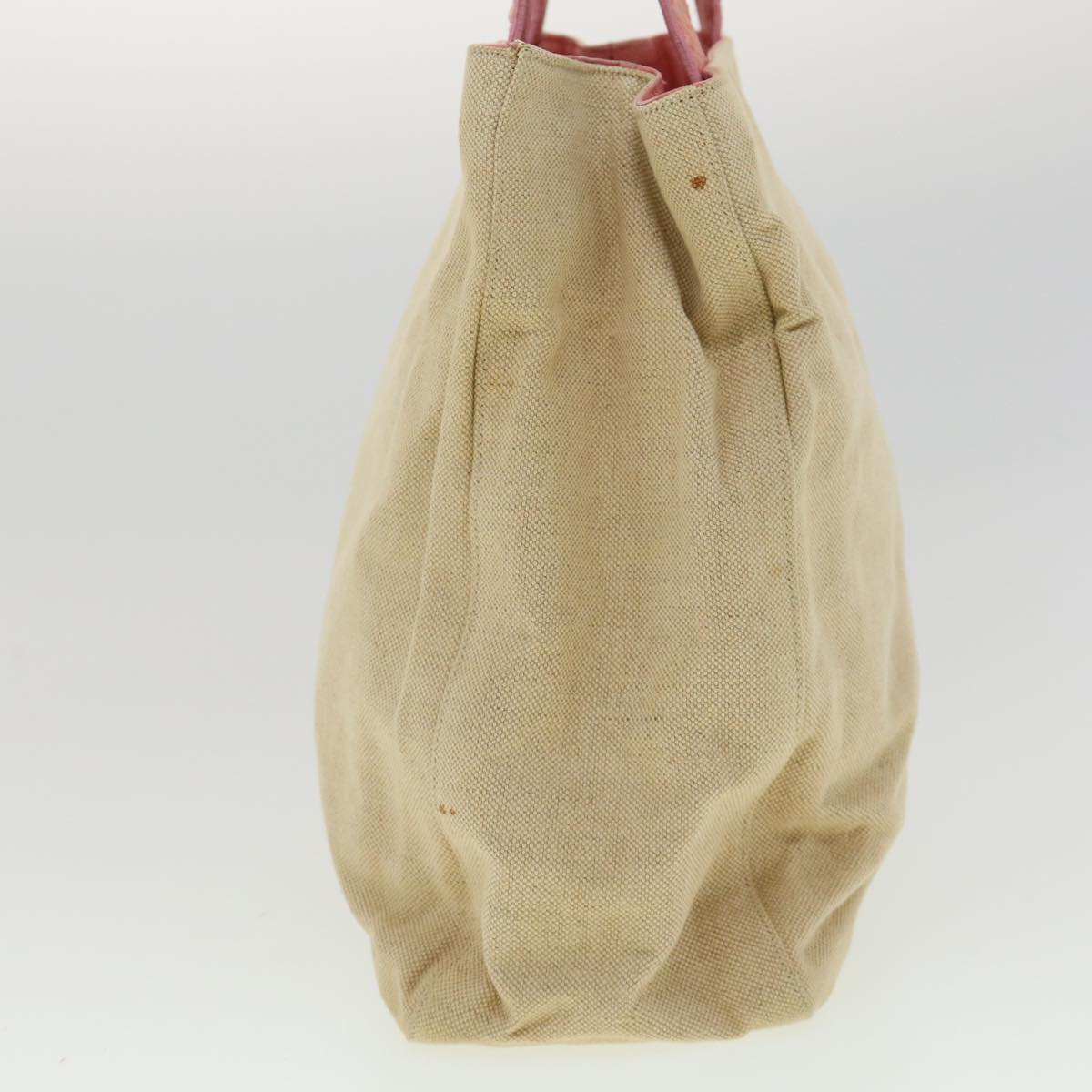 PRADA Hand Bag Canvas Leather Beige ar7365