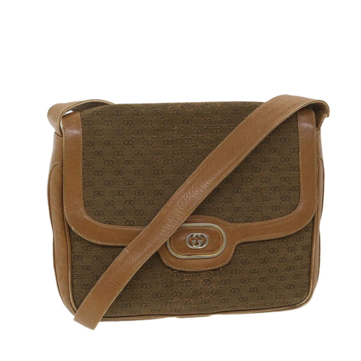 GUCCI Micro GG Canvas Shoulder Bag Beige Brown ar9061
