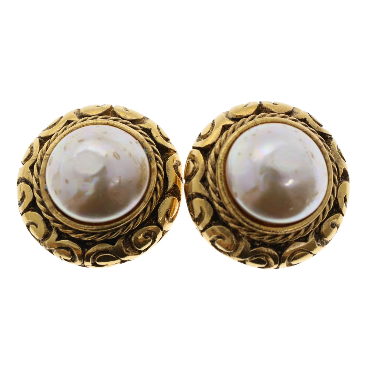CHANEL Earring Gold Tone CC ar9892B