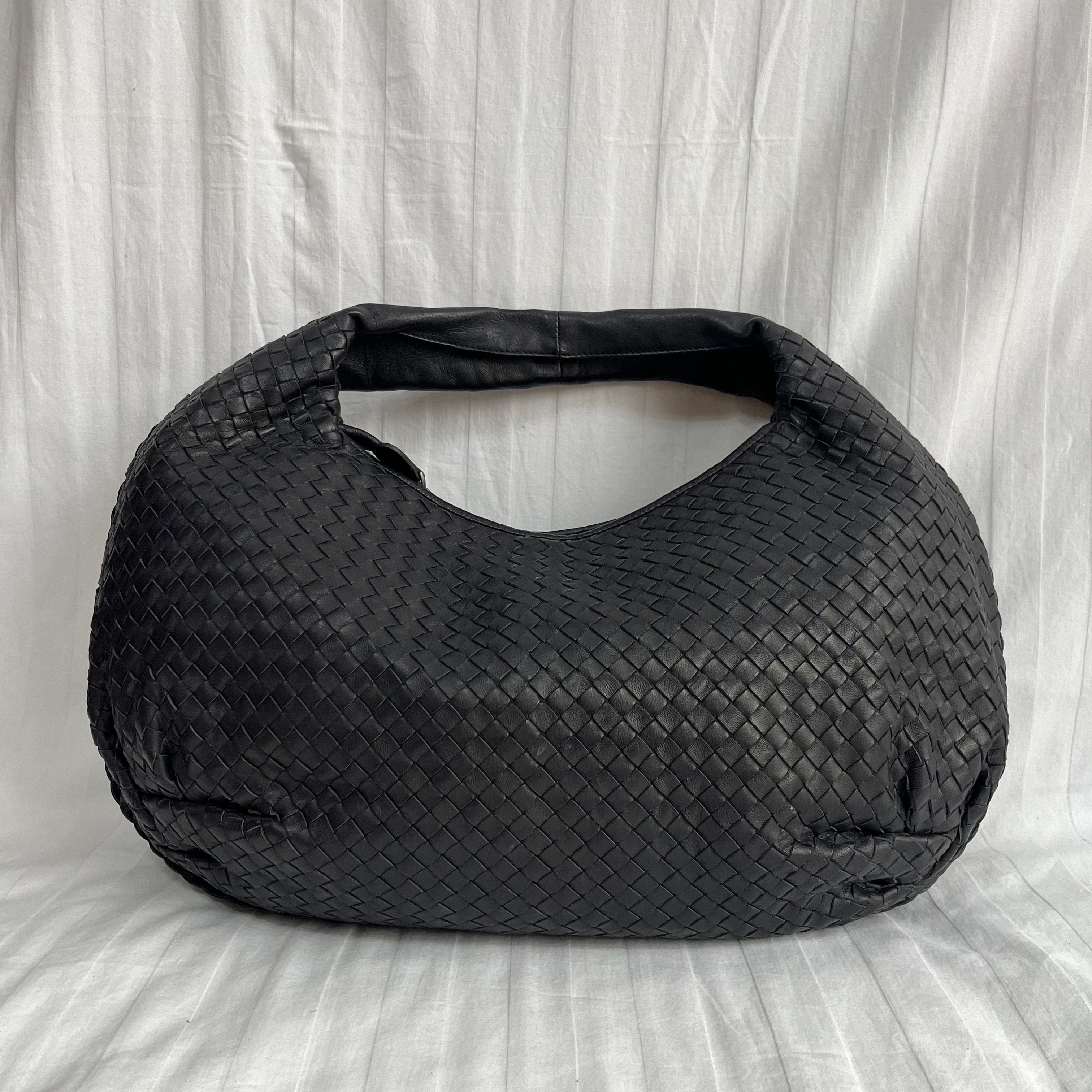 Bottega Veneta Belly Hobo Intrecciato Black Leather Maxi 50cm