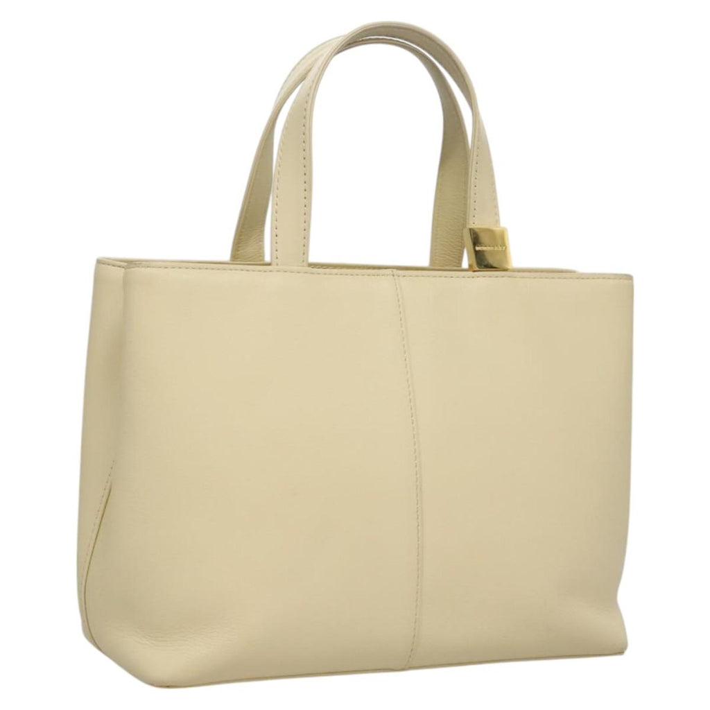 BURBERRY Hand Bag Leather Beige Gold BA1065