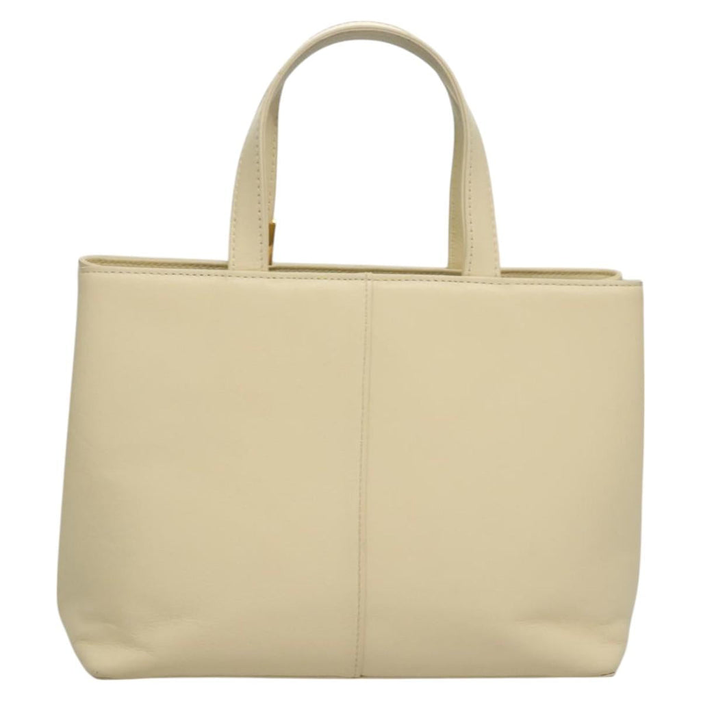 BURBERRY Hand Bag Leather Beige Gold BA1065