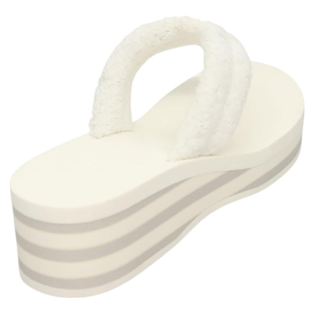 CHANEL Beach Sandals Cotton 39C White CC BA1259AM