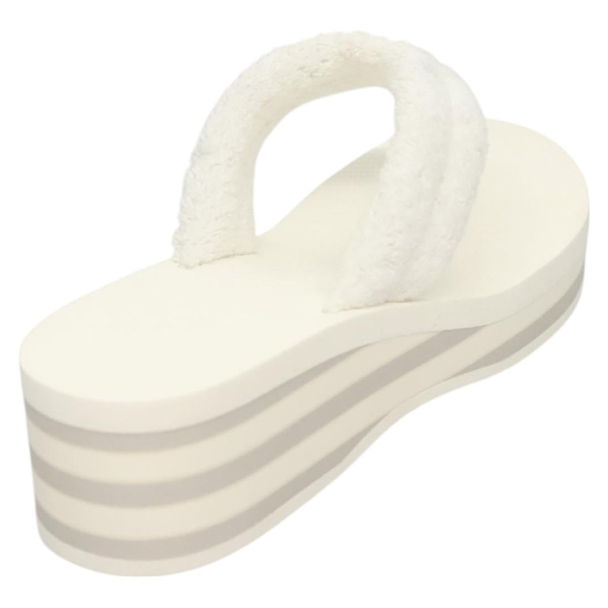 CHANEL Beach Sandals Cotton 39C White CC BA1259AM