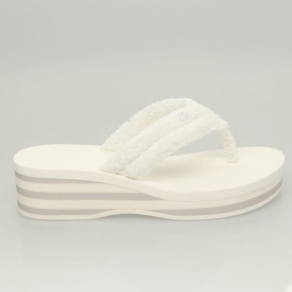 CHANEL Beach Sandals Cotton 39C White CC BA1259AM