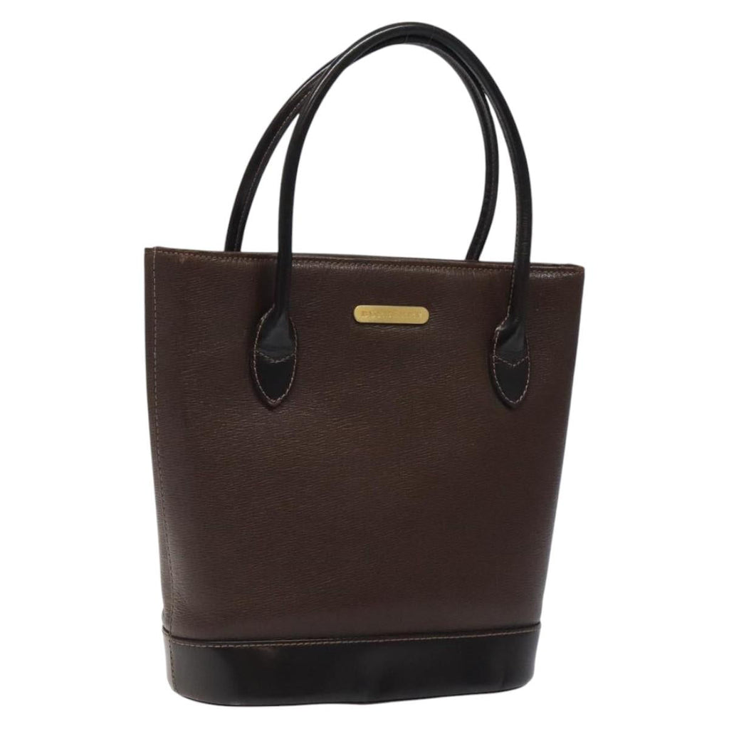 BURBERRY Hand Bag Leather Dark Brown Gold BA1359
