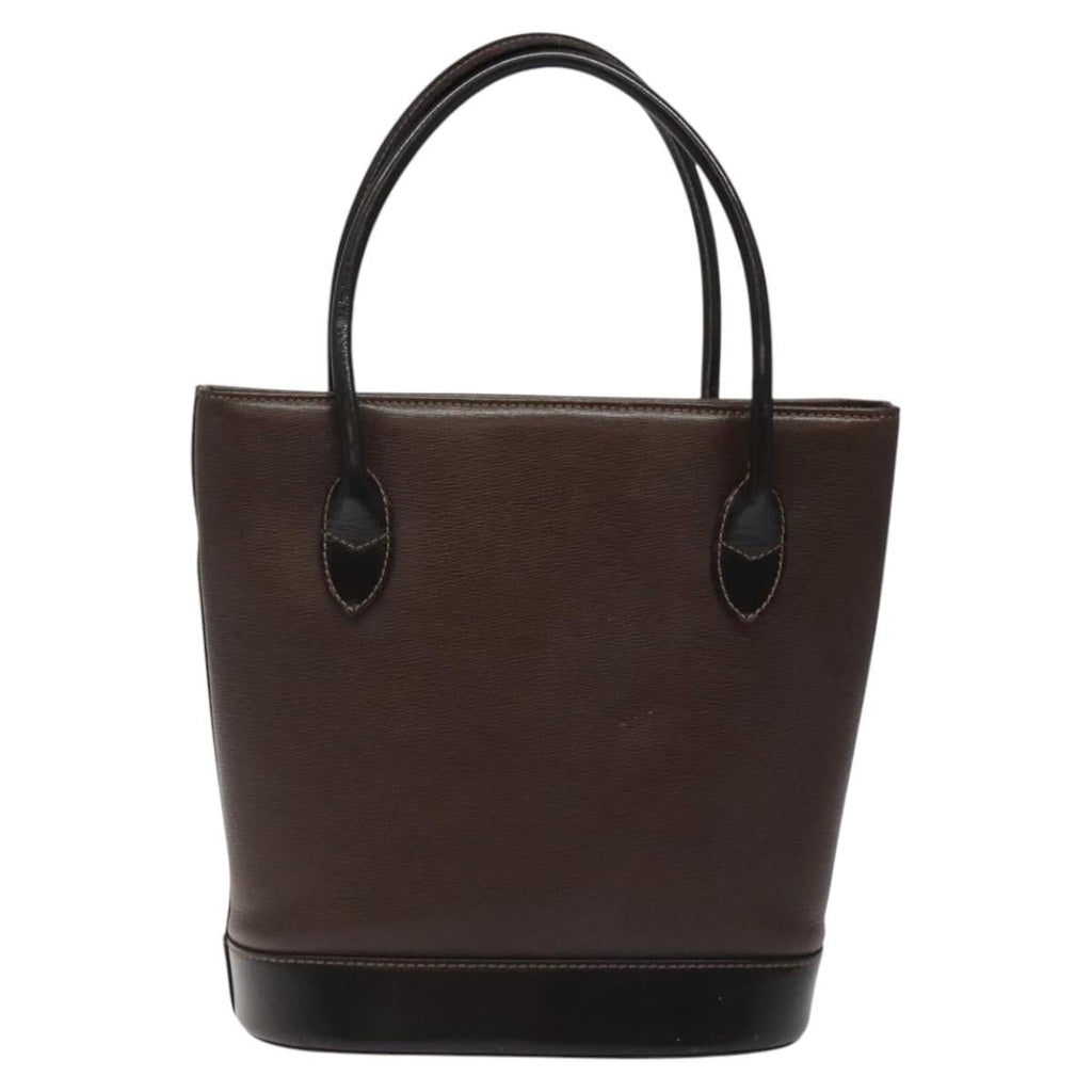 BURBERRY Hand Bag Leather Dark Brown Gold BA1359