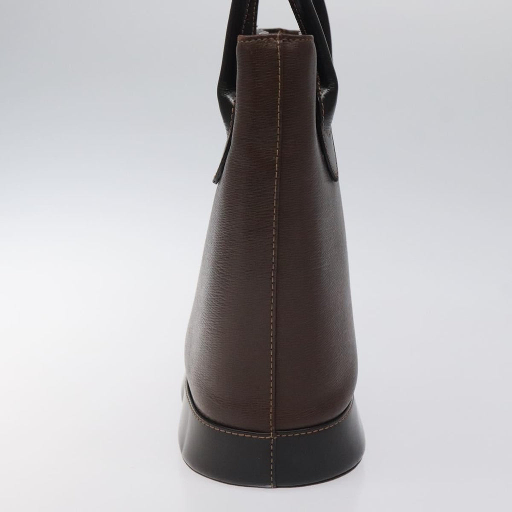 BURBERRY Hand Bag Leather Dark Brown Gold BA1359
