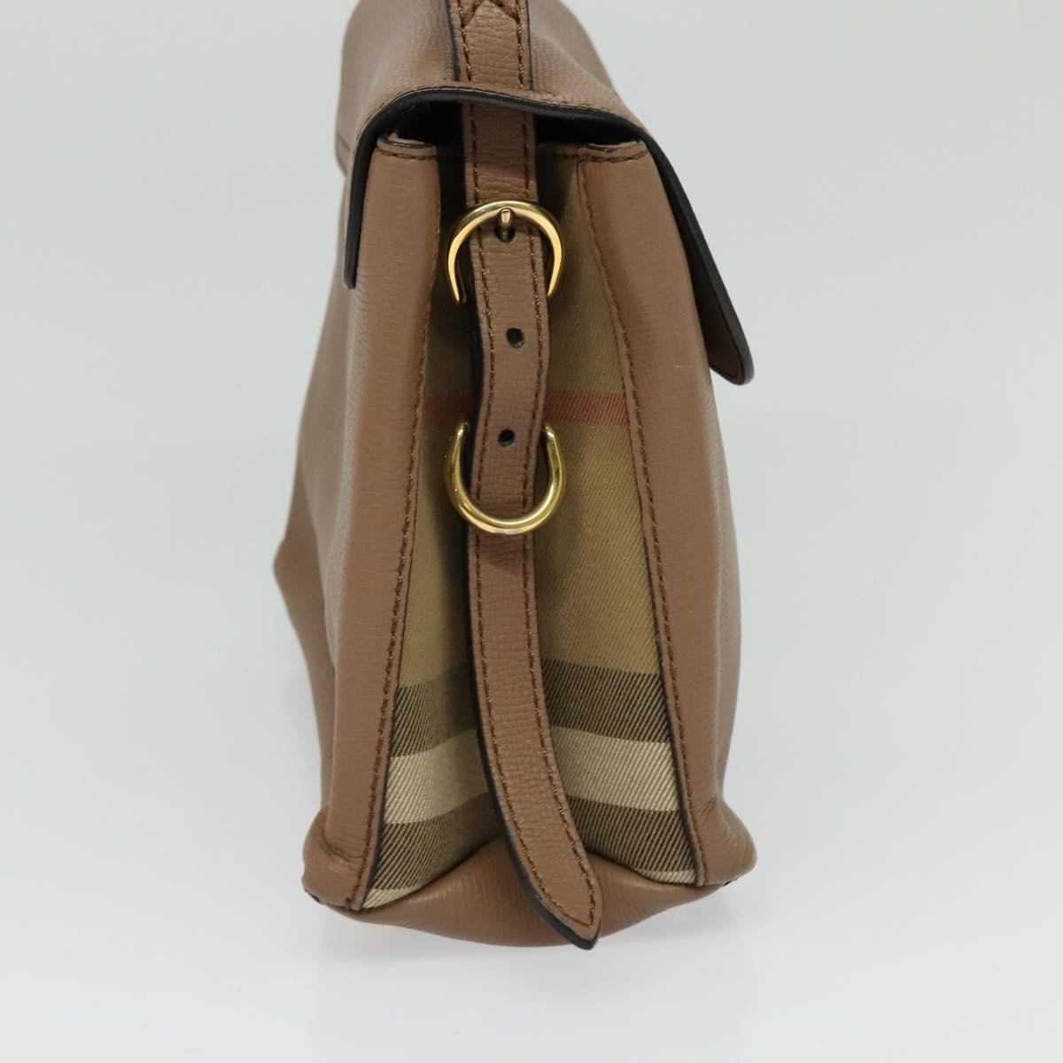 BURBERRY Hand Bag Leather 2way Brown Gold BA1671