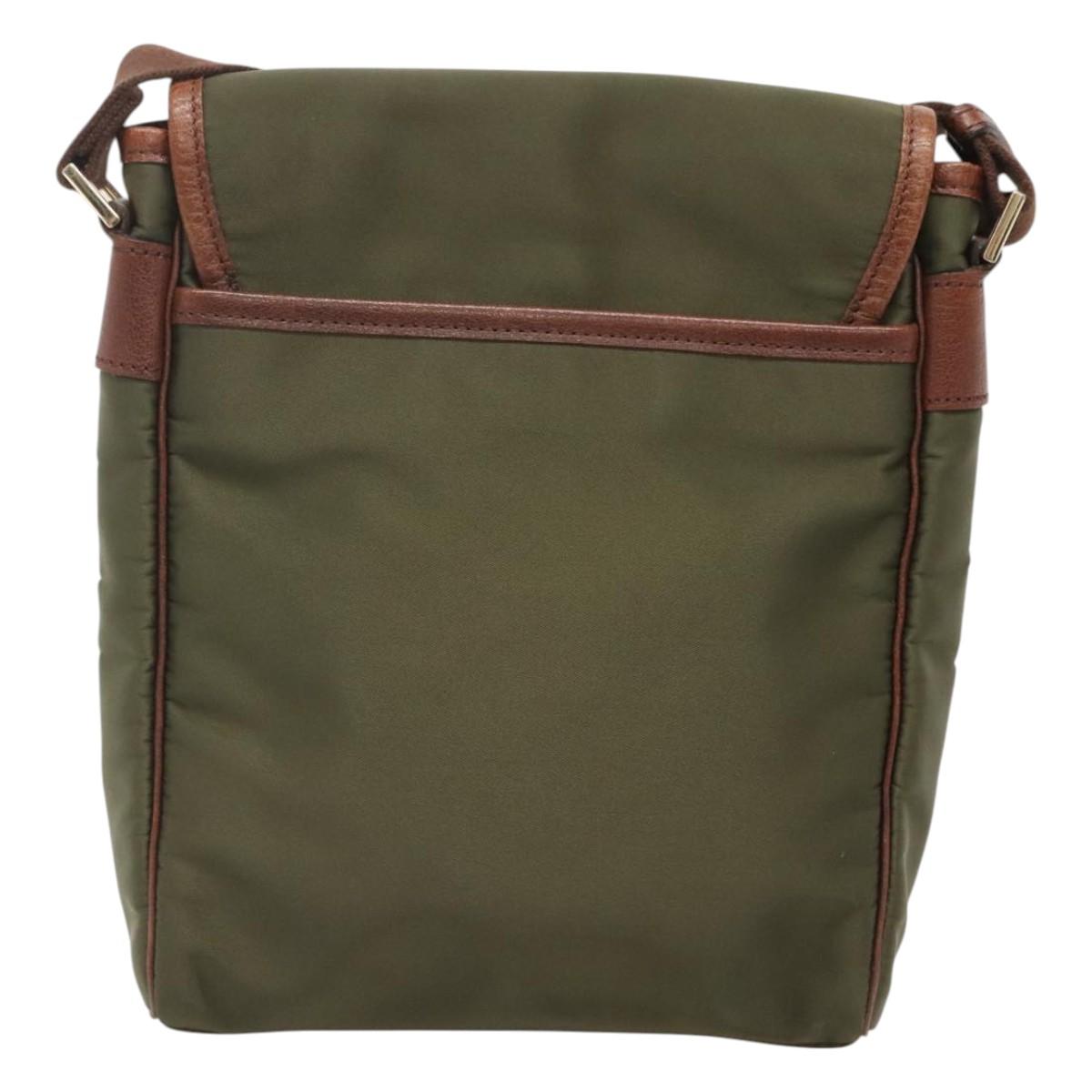 BURBERRY Black label Shoulder Bag Nylon Leather Khaki Gold BA1704