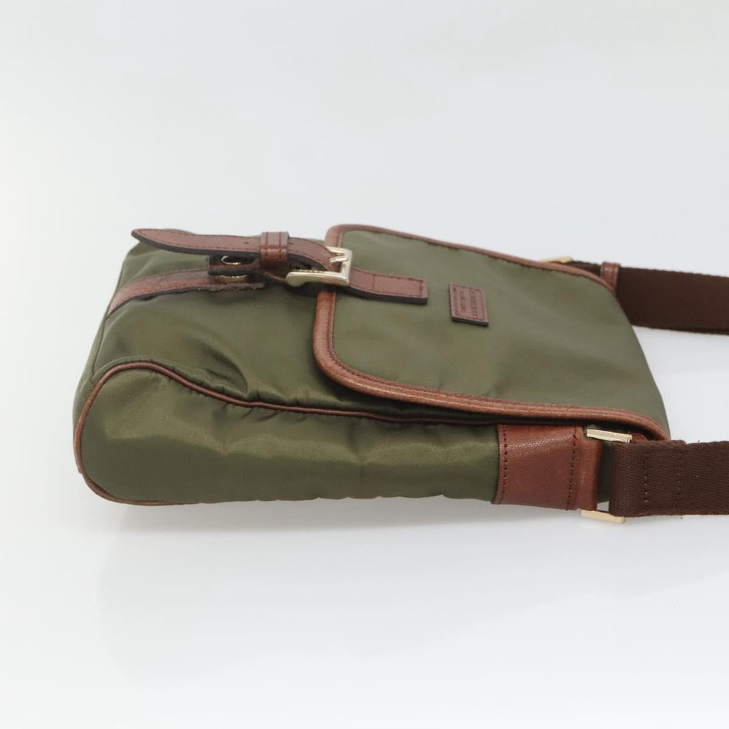 BURBERRY Black label Shoulder Bag Nylon Leather Khaki Gold BA1704