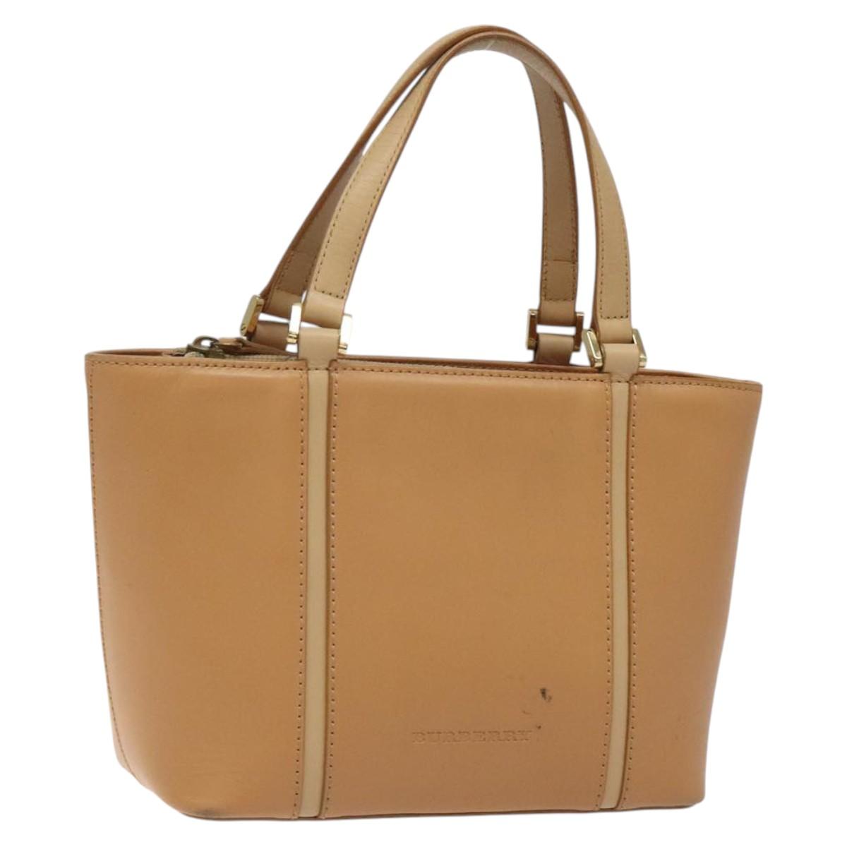BURBERRY Hand Bag Leather Beige Gold BA1806