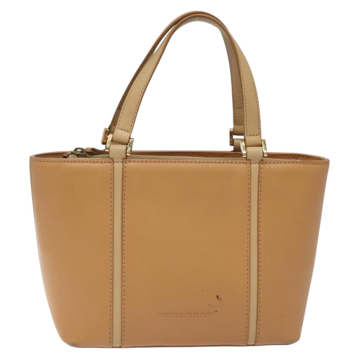 BURBERRY Hand Bag Leather Beige Gold BA1806