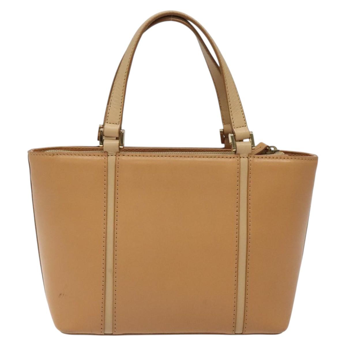 BURBERRY Hand Bag Leather Beige Gold BA1806