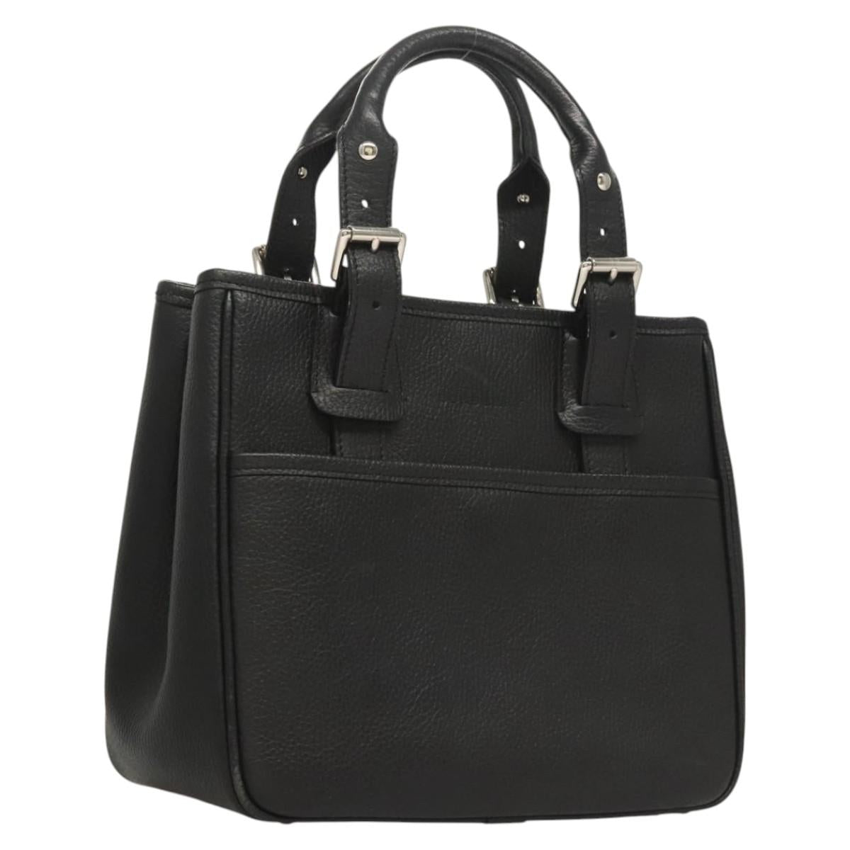 BURBERRY Hand Bag Leather Black Silver BA1908