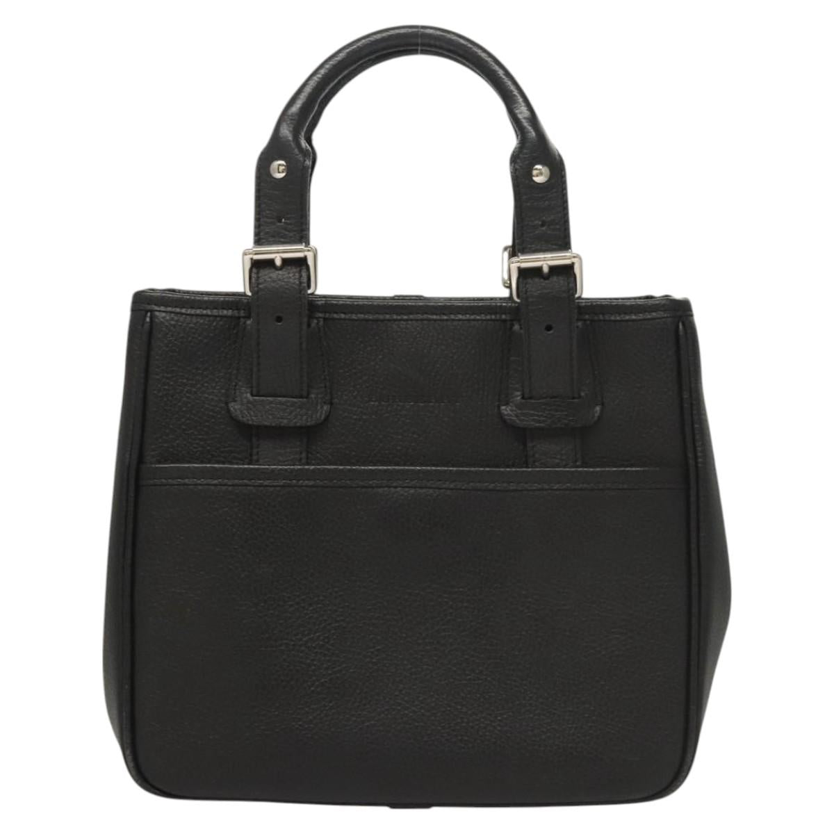 BURBERRY Hand Bag Leather Black Silver BA1908