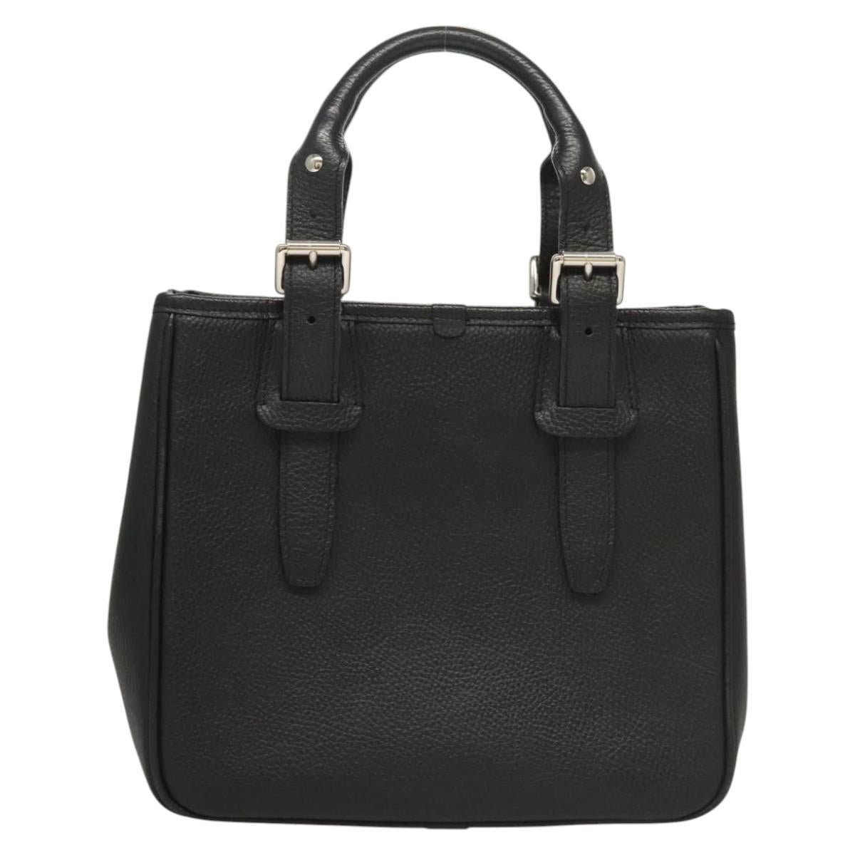 BURBERRY Hand Bag Leather Black Silver BA1908