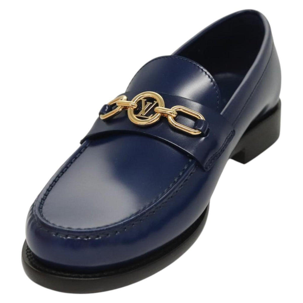 LOUIS VUITTON loafers shoes Patent leather Blue LV BA2080