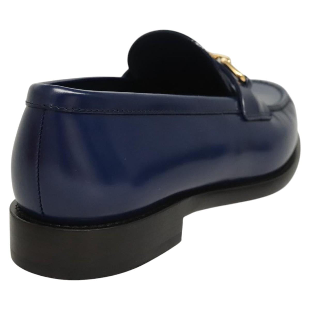 LOUIS VUITTON loafers shoes Patent leather Blue LV BA2080